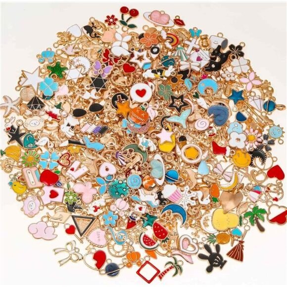 400Pcs Charms for Jewelry Making, Assorted Enamel Bracelet Bangle Charms, Mixed - Picture 6 of 7